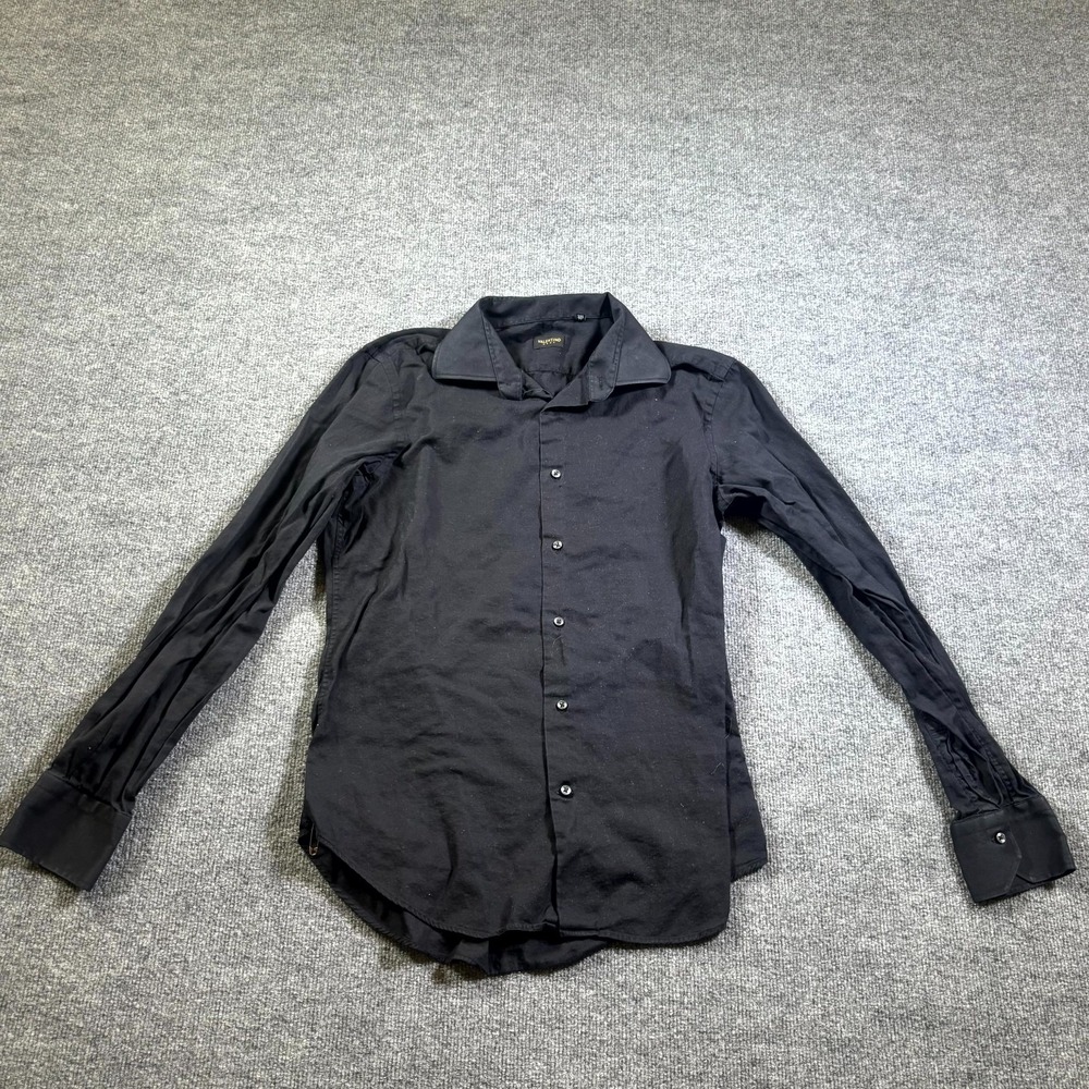 Valentino Roma Dress Shirt Men 42 16.5 Black Button Up Formal Business Career